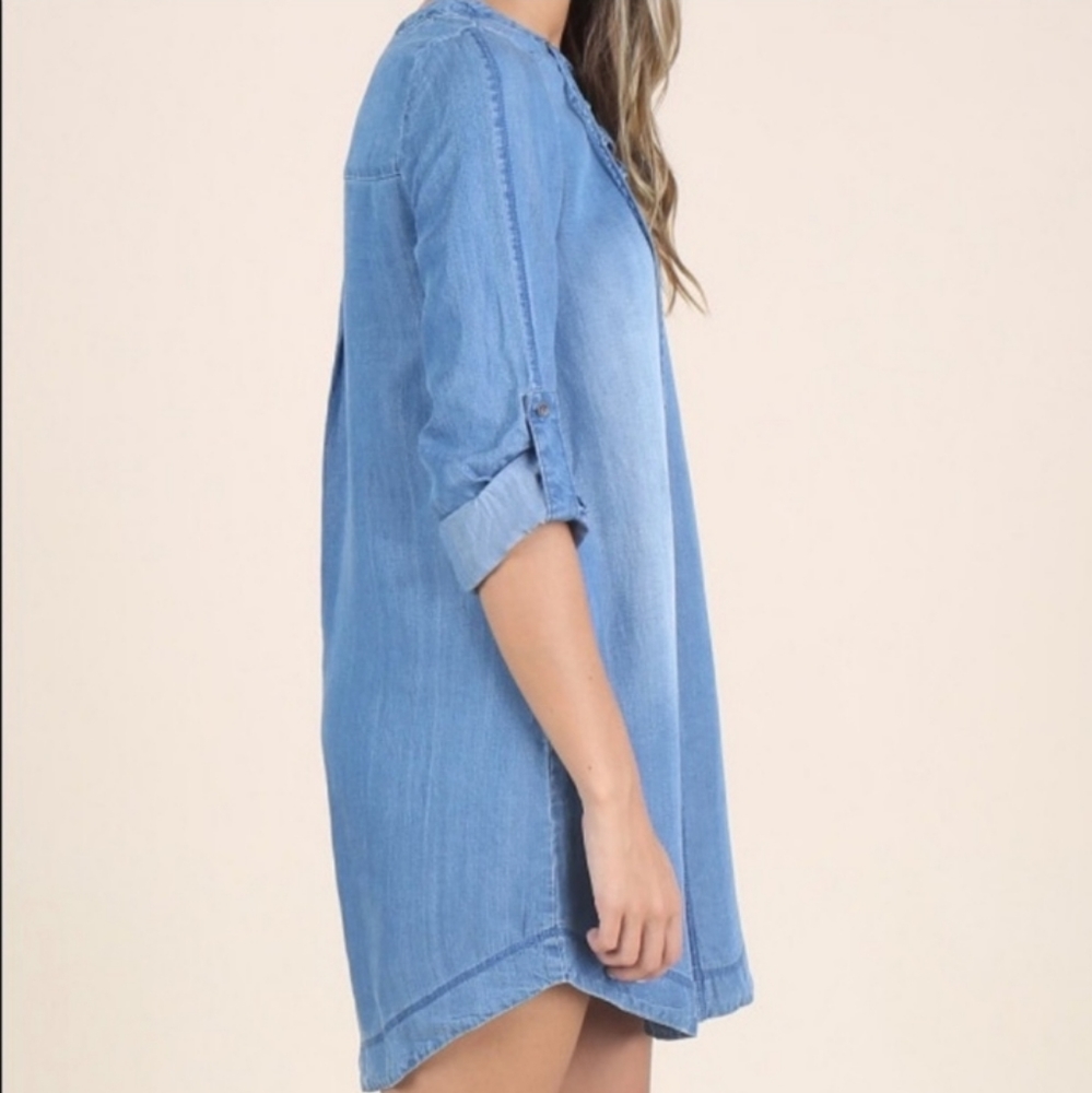 Altar'd State Distressed Chambray Denim Dress - Picture 2 of 7